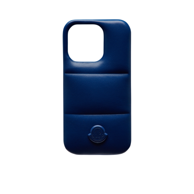 Moncler Collection Quilted Leather Phone Case Blue