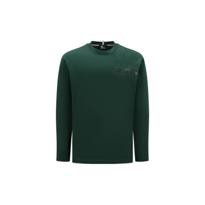 Moncler Heavy Cotton Jersey Long Sleeve T-shirt In Green