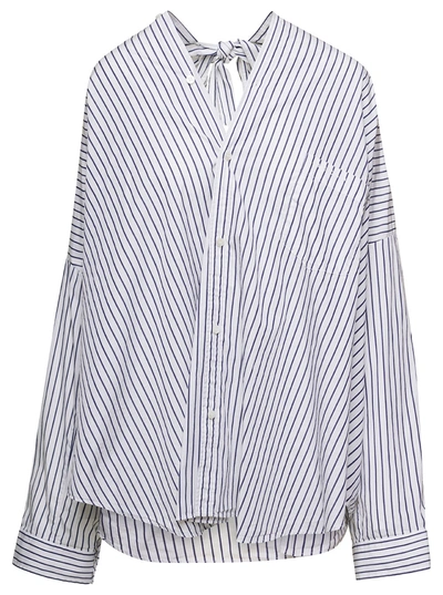 Balenciaga Bow-detail Striped Shirt In White