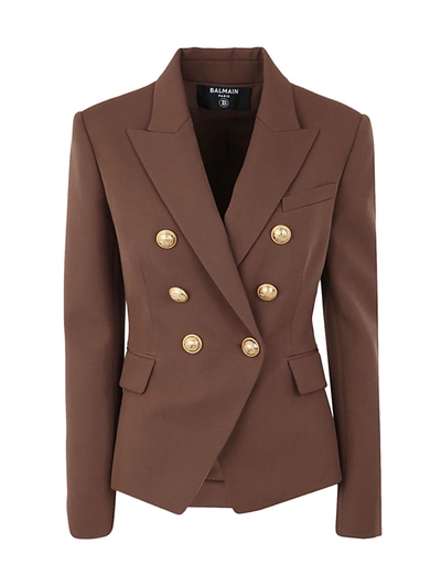 Balmain 6 Btn Gdp Jacket In As Marron Glacé