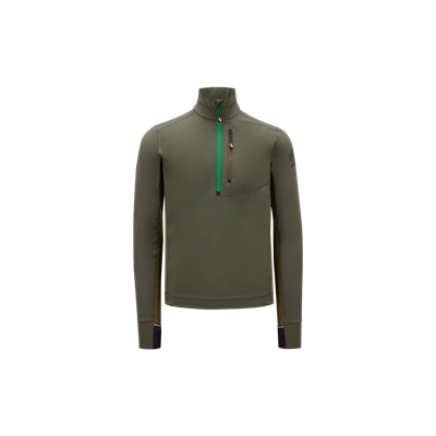 Moncler Green Half-zip Sweater In Vert