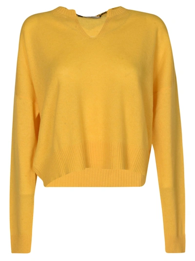Miu Miu Logo Cashmere Sweater In Cream