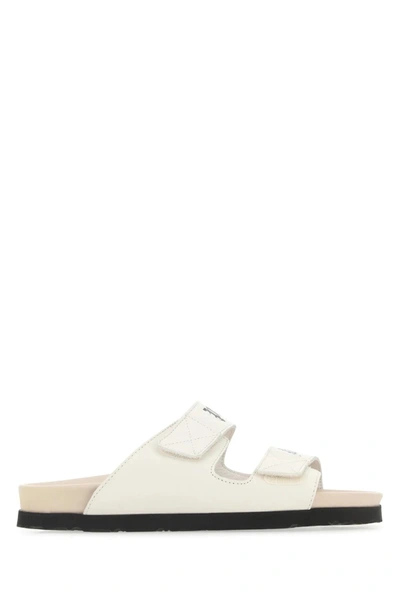 Palm Angels Ivory Leather Slippers In Default Title