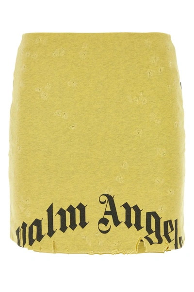 Palm Angels Gd Destroyed Straight Skirt In Yellow