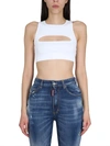 Dsquared2 Cut-out Sleeveless Cropped Top In White