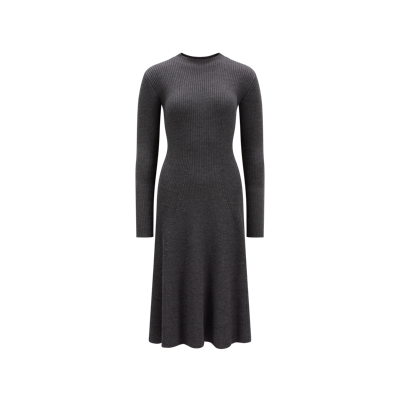 Moncler Collection Knit Wool Midi Dress Gray In Gris