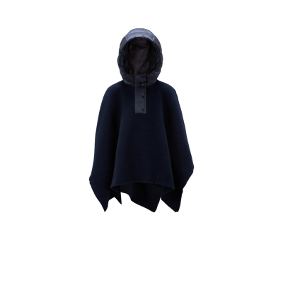 Moncler Kids' Hooded Wool Cape Blue