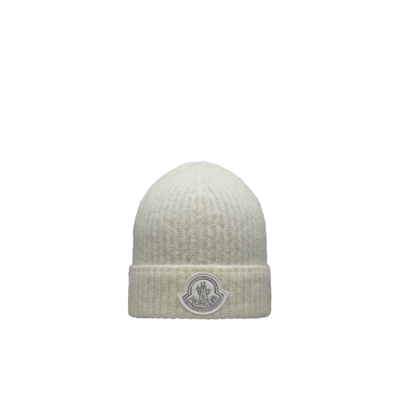 Moncler Collection Wool Blend Beanie White In Blanc