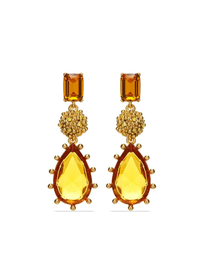 Oscar De La Renta Crystal Baroque Drop Earrings In Topaz Multi