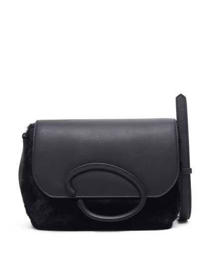 Oscar De La Renta Patent Leather Oath Shoulder Bag In Black