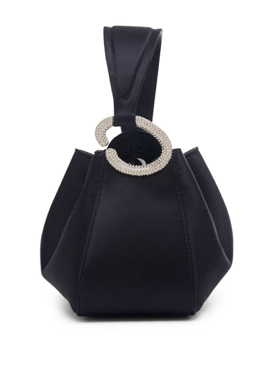 Oscar De La Renta Nano O Embellished Satin Top-handle Bag In Navy