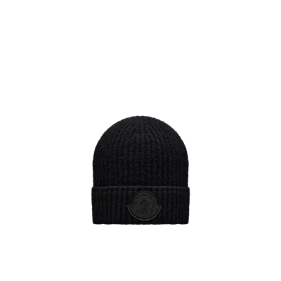 Moncler Collection Wool Blend Beanie Black In Noir