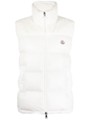 Moncler Lempa Down Puffer Vest With Faux Fur Trim In White