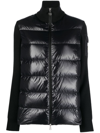 Moncler Puffer-front Wool Knit Cardigan In Black