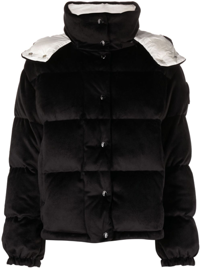 Moncler Daos Velvet Puffer Jacket In Black