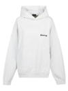 Balenciaga Cotton Hoodie Front Pocket In White