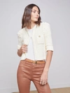 L Agence Delilah Cropped Textured Cardigan In Vintage White
