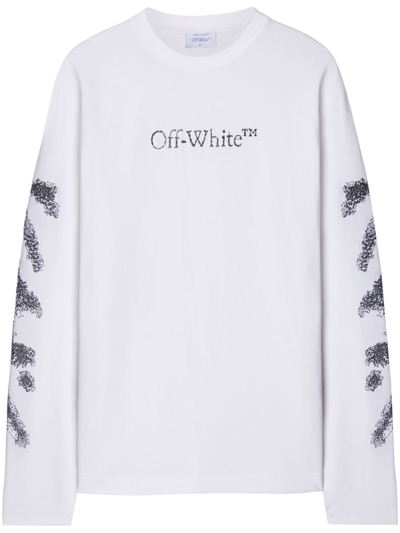Off-white Diag-stripe Embroidered Sweatshirt In White