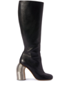 Off-white Silver Spring Knee-high Leather Boots In Black