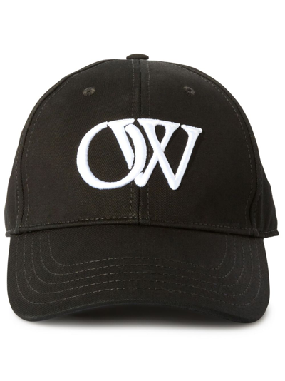 Off-white Ow-embroidered Cap In Black