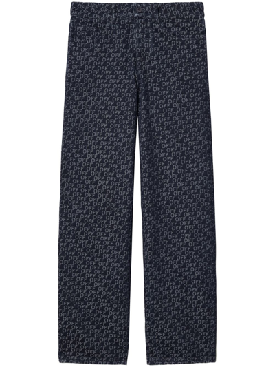 Off-white Logo-jacquard Straight-leg Jeans In Blue