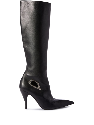 Off-white Crescent Knee-high Leather Boots In New