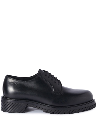 Off-white Military Leather Derby Shoes In Black