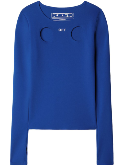 Off-white Meteor Long-sleeve T-shirt In Dark Blue/white