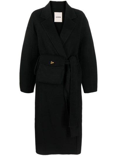 Aeron Hutton Wool-silk Coat In Schwarz