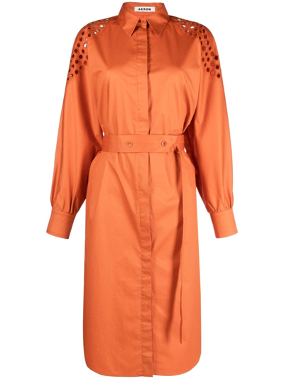 Aeron Senate Cut-out Shirtdress In Orange