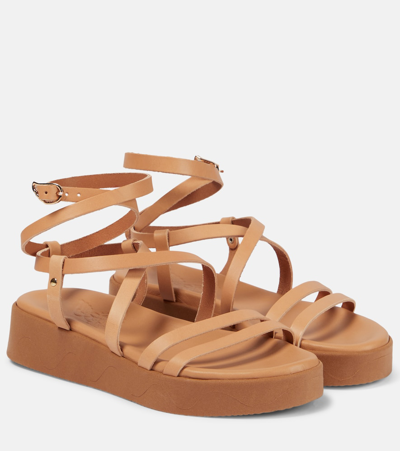 Ancient Greek Sandals Aristea Leather Platform Sandals In Natural