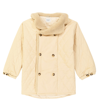 Donsje Kids' Luna Quilted Faux Shearling-trimmed Coat In Beige