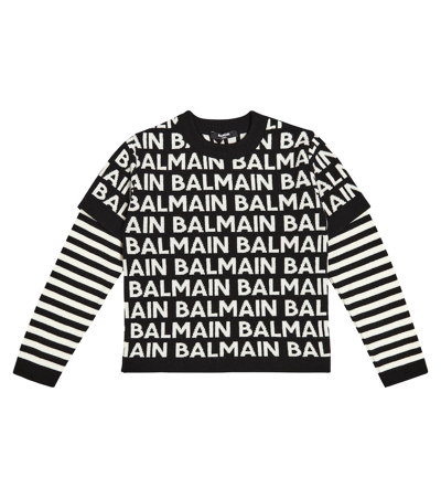 Balmain Kids' Logo-print Layered Jumper In Multicoloured