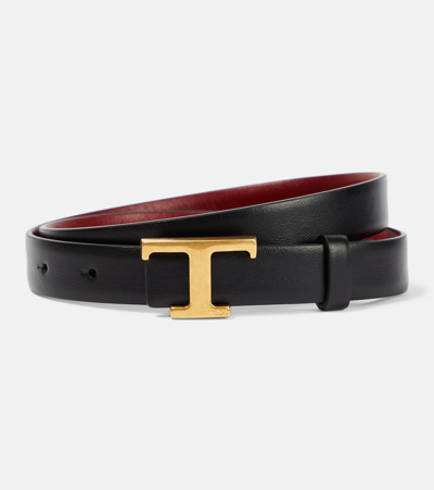 Tod's Timeless T Reversible Leather Belt In Brown