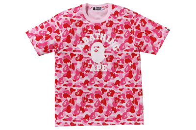 Pre-owned Bape Abc Camo College Tee Pink