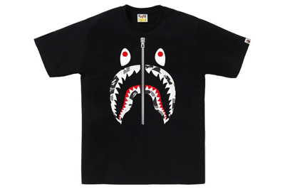 Pre-owned Bape Abc Camo Shark Tee Black/grey/silver