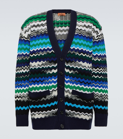 Missoni Zig-zag Knitted Wool-blend Cardigan In Multicolor