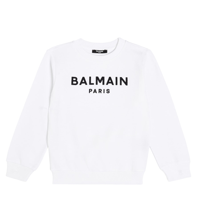 Balmain Kids' Cotton Sweatshirt With Logo In White