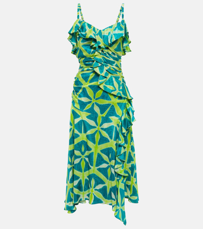 ULLA JOHNSON ZOYA PRINTED SILK MIDI DRESS