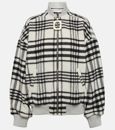 Jw Anderson Checked Wool-blend Bomber Jacket In Black