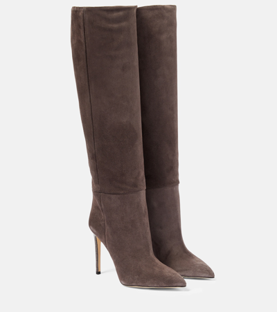 Paris Texas Suede Knee-high Boots In Gray