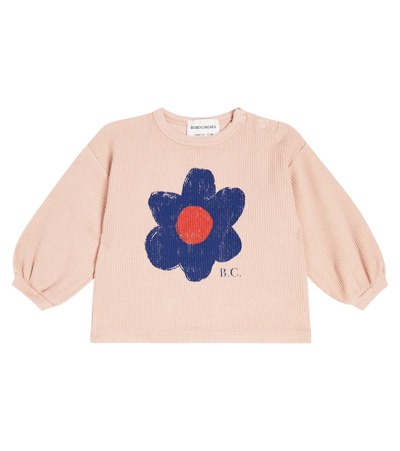 Bobo Choses Baby Printed Ribbed Cotton-blend Sweatshirt In Pink
