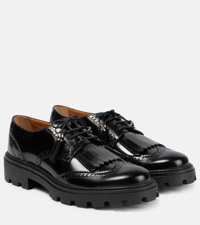 Tod's Gomma Tasseled Leather Brogues In Black
