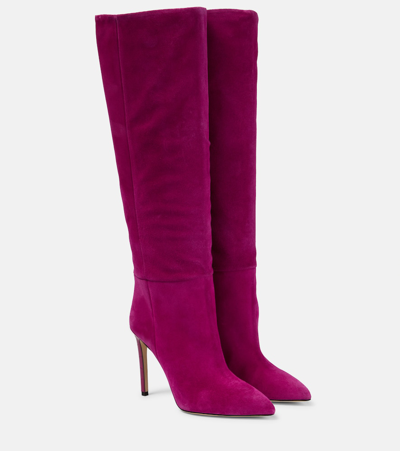 Paris Texas Suede Knee-high Boots In Pink