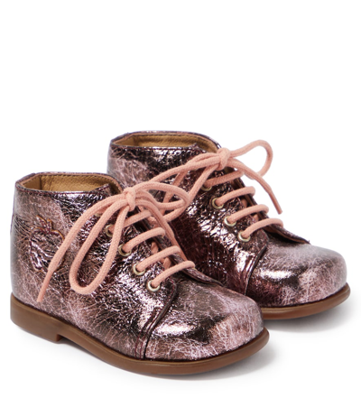 Pom D'api Baby Stand Up Leather Booties In Pink