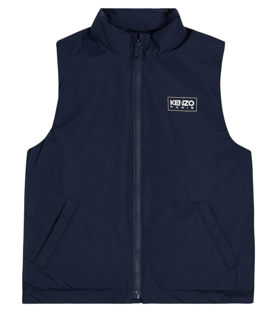 Kenzo Kids' Logo-print Sleeveless Padded Gilet In Blue