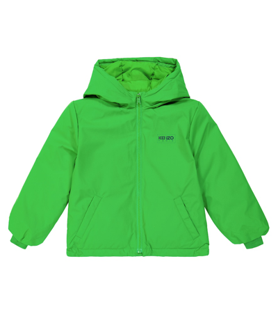 Kenzo Kids' Logo Down Jacket In Green