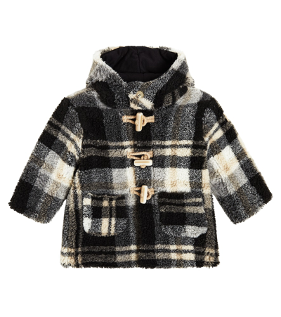 Il Gufo Baby Checked Duffel Coat In Black