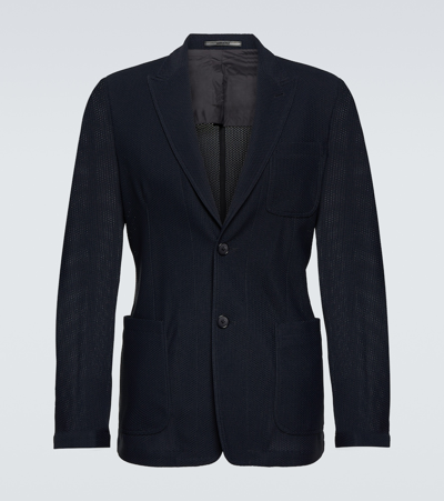Giorgio Armani Blazer  Herringbone Single-breasted Jacket In Black