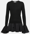 JW ANDERSON RUFFLED RIBBED-KNIT WOOL SWEATER